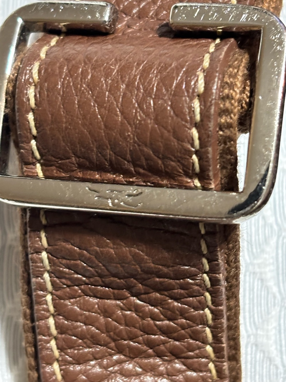Longchamp Brown Leather Pebbled Crossbody Bag with Adjustable Strap - Picture 15 of 16